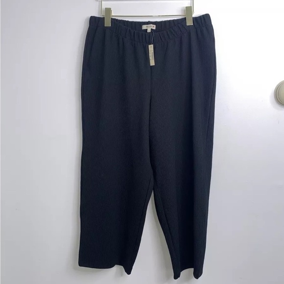 Madewell Ribbed Pull-On Pants Woman's Size L Black NWT - Picture 3 of 11